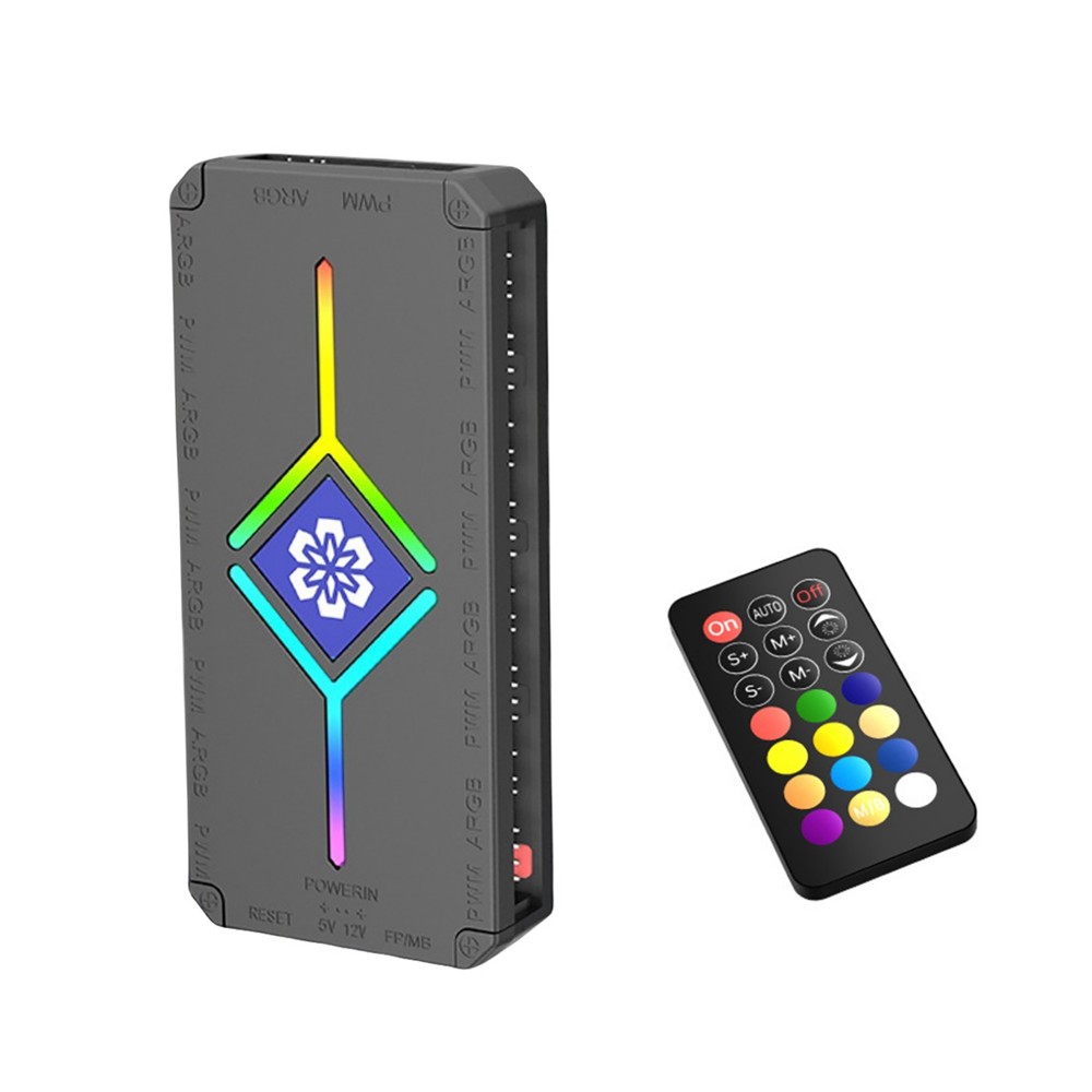 9 Channel PWM ARGB Controller 12V/5V Hub with Remote No App Needed Plug Play