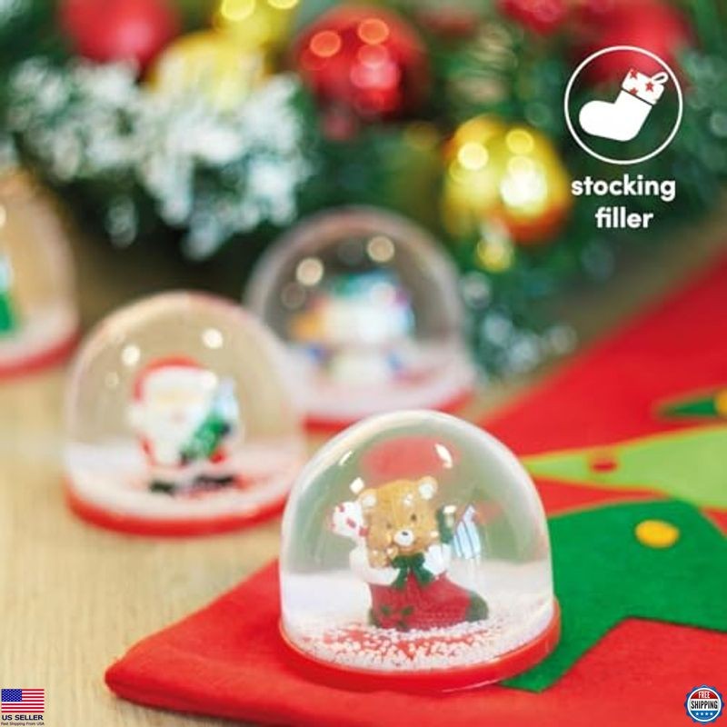 TWIDDLERS 4-Pack Mini Christmas Snow Globes - 2-Inch Assorted Festive Designs