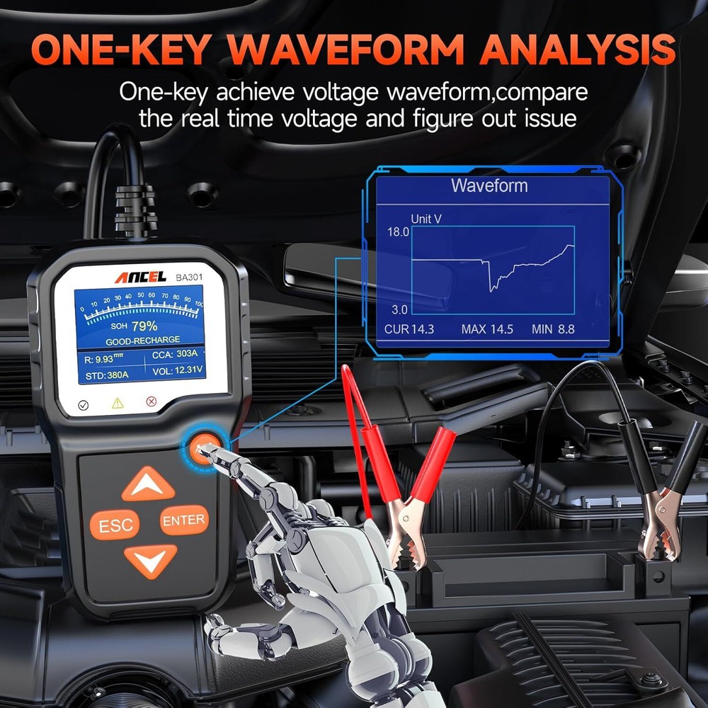 ANCEL BA301 Car Battery Testers Battery Load Cranking Charging Voltage Analyzer