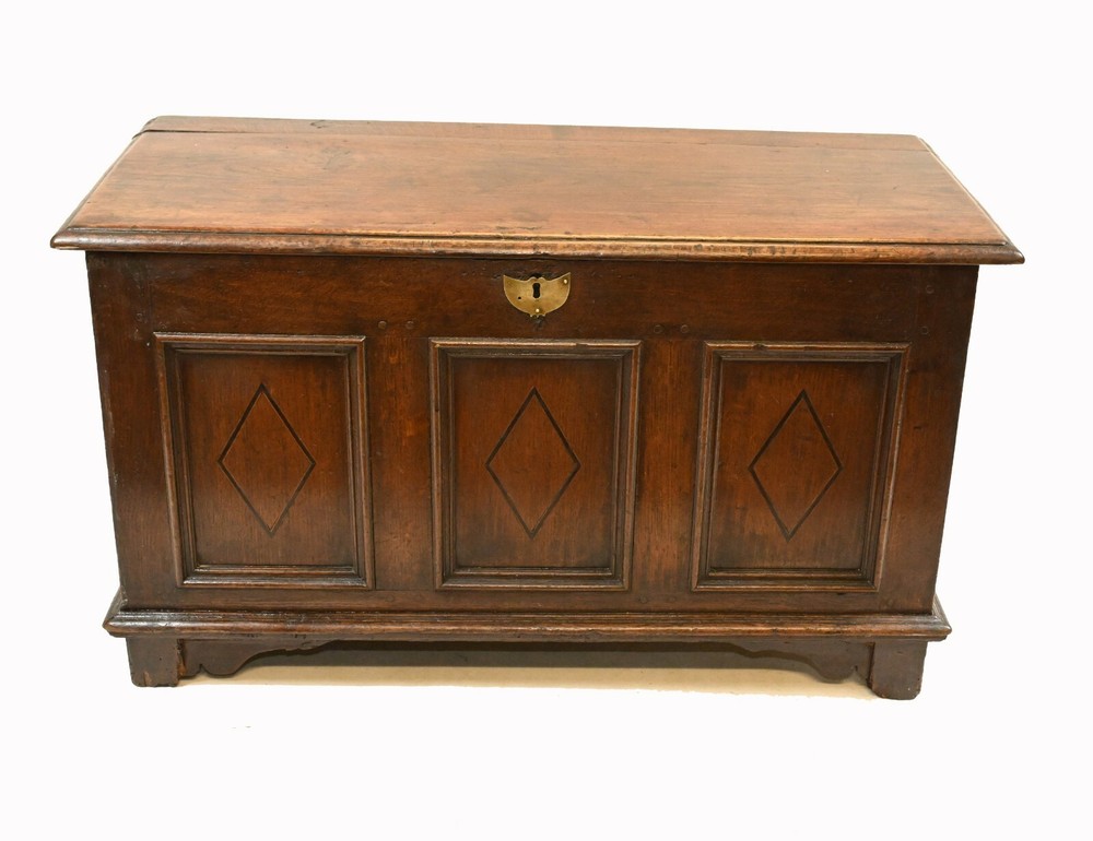 Antique Oak Coffer Chest 17th Century Box