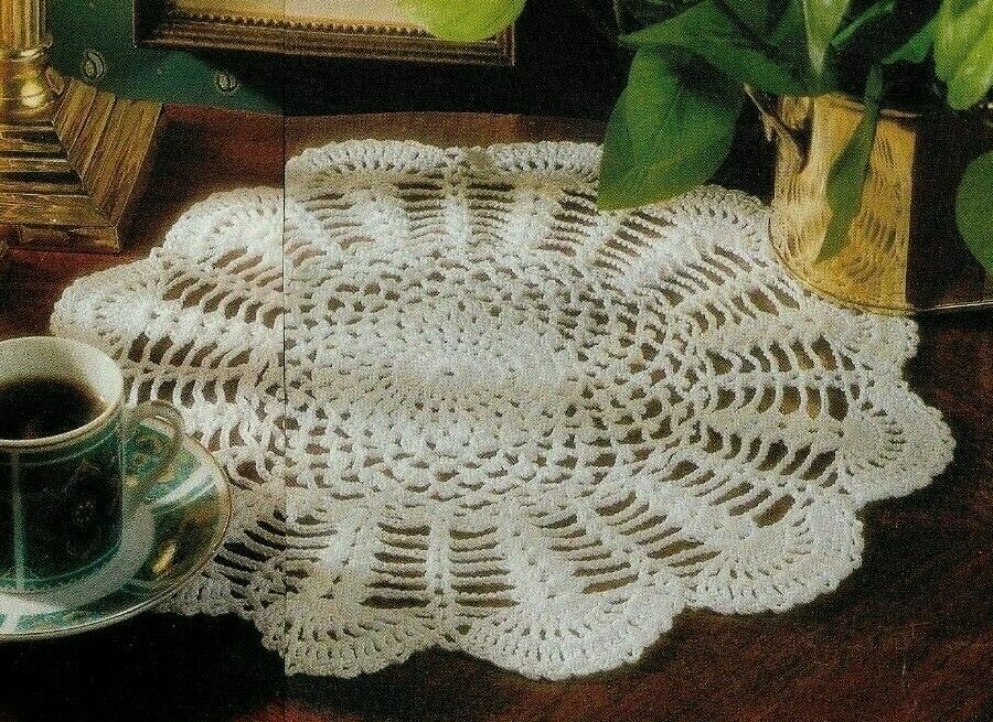 SCALLOP EDGE DOILY 12" HOME DECOR DIGEST SIZE CROCHET PATTERN INSTRUCTIONS