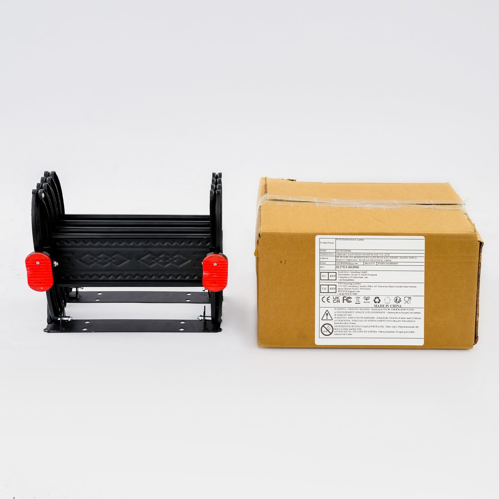 4-Step Wall Mounted Folding Ladder, Black Retractable Telescoping Step Ladders