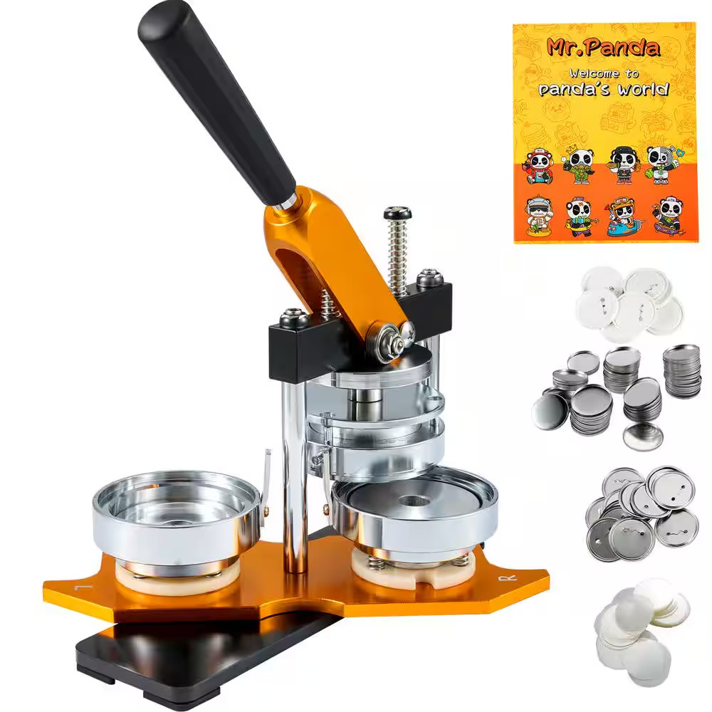 Button Maker Machine, 75 Mm Badge Punch Press Kit, DIY Pin Maker, Includes 500 B