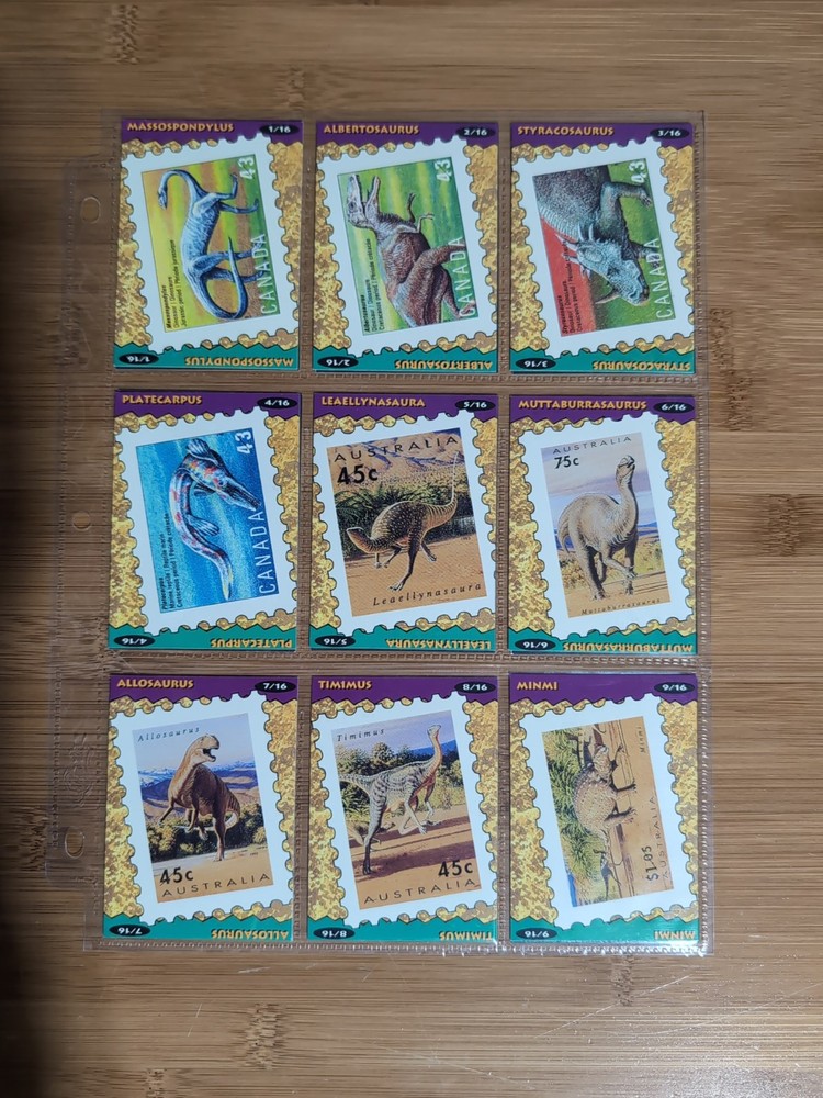 1993 Canada Post Dinosaurs Extinct LIfe - 16 Card Set