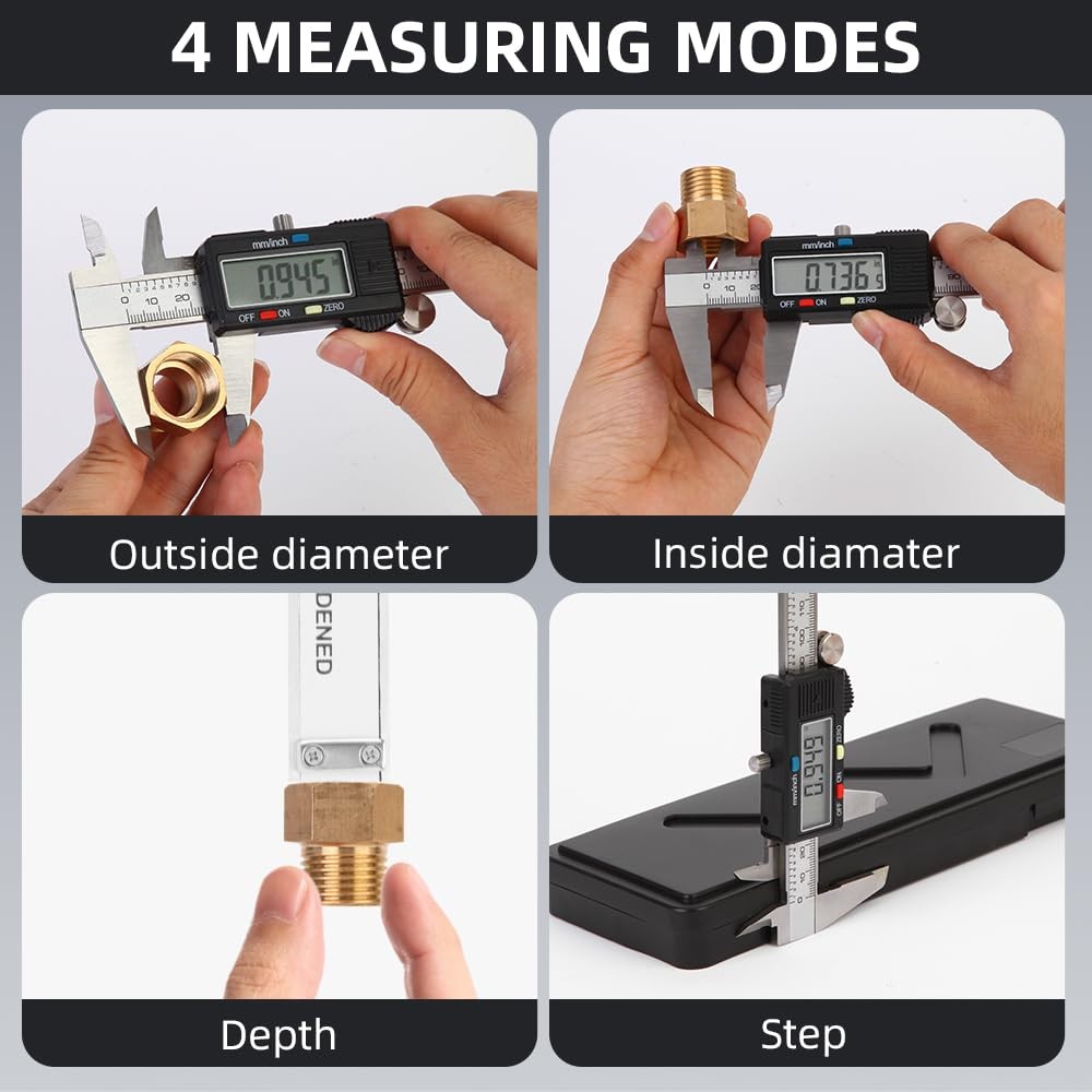 Digital Caliper Measuring Tool, Stainless Steel Vernier Caliper-Black
