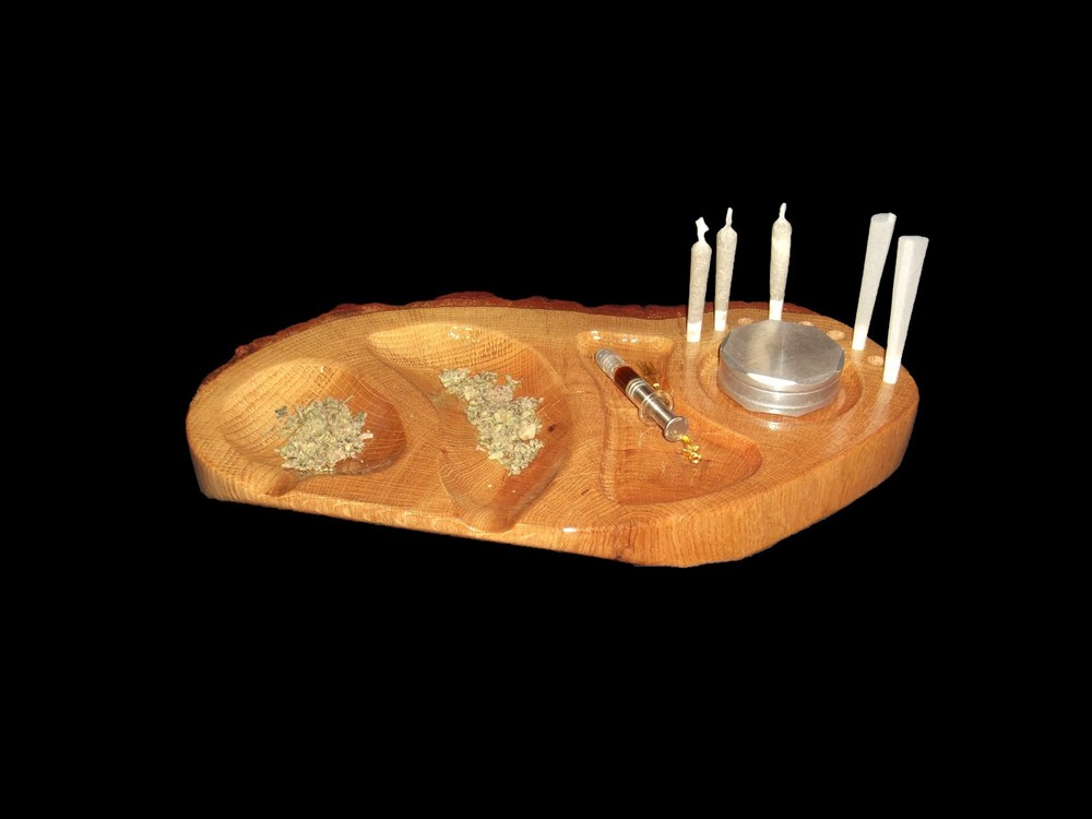 Rolling Tray: Rustic Home Decor Tray, Live Edge Oak, Custom