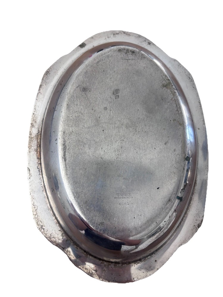 Reed & Barton Silverplate Covered Vegetable Serving Dish Floral Lid