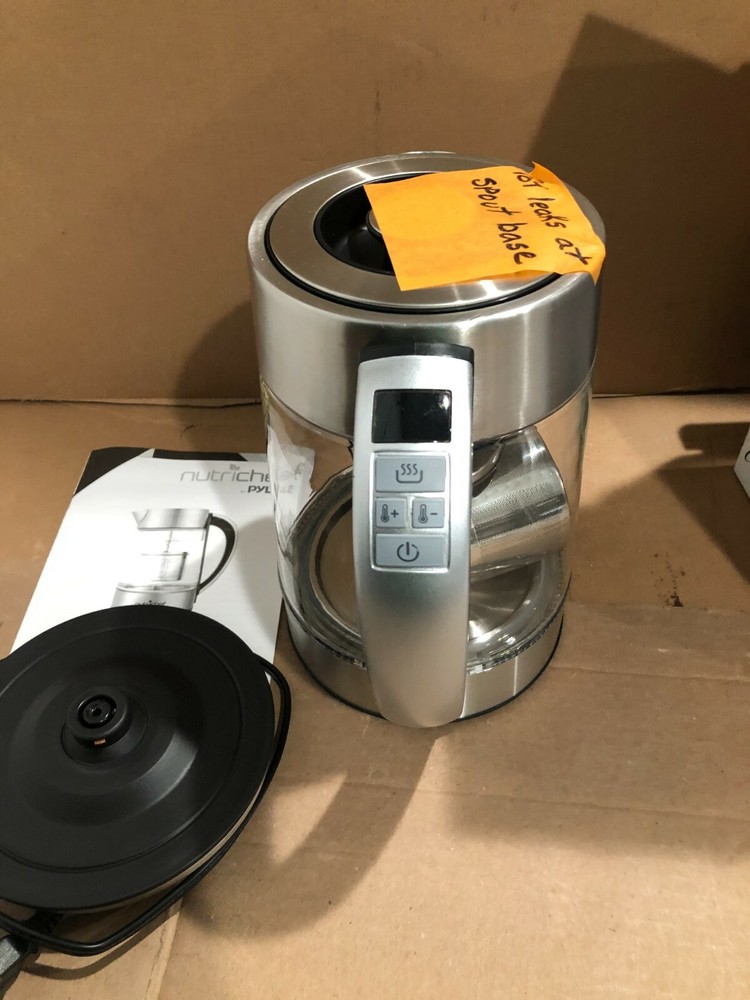 NUTRICHEF Digital Hot Water Glass Kettle with Tea Filter, Temperature Control