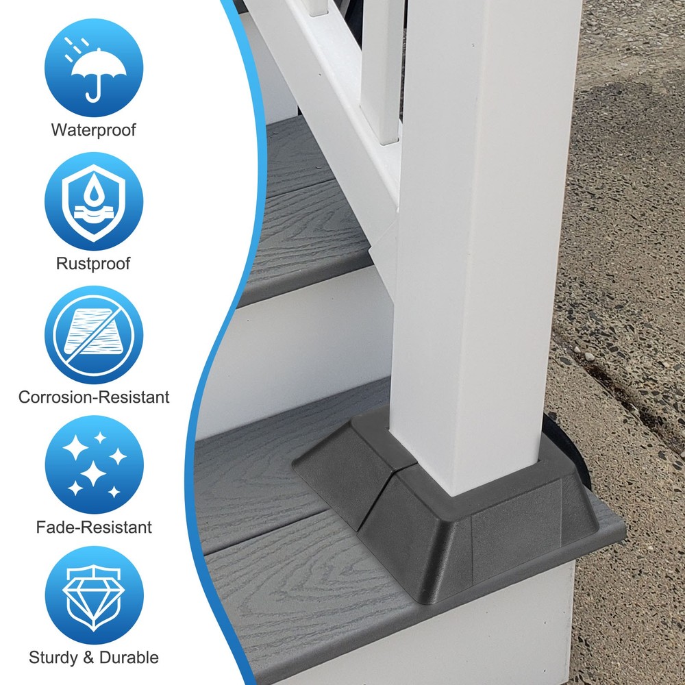 4 Pcs Post Base Cover, 1.3 x 1.3 Inch Square Split Style Post Base Cover