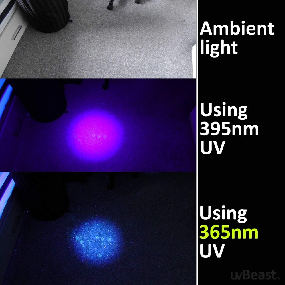 New V3 High Definition 365nm UV Flashlight - Long Range & Intense Light