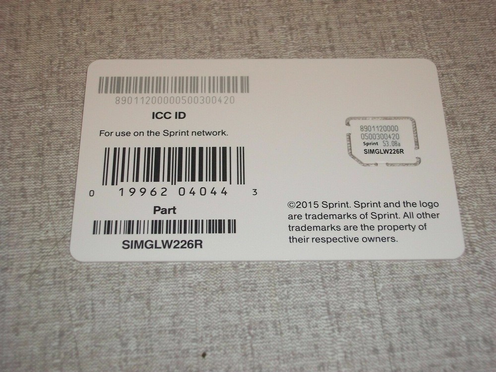 Sprint SIM CARD SIMGLW226R NEW