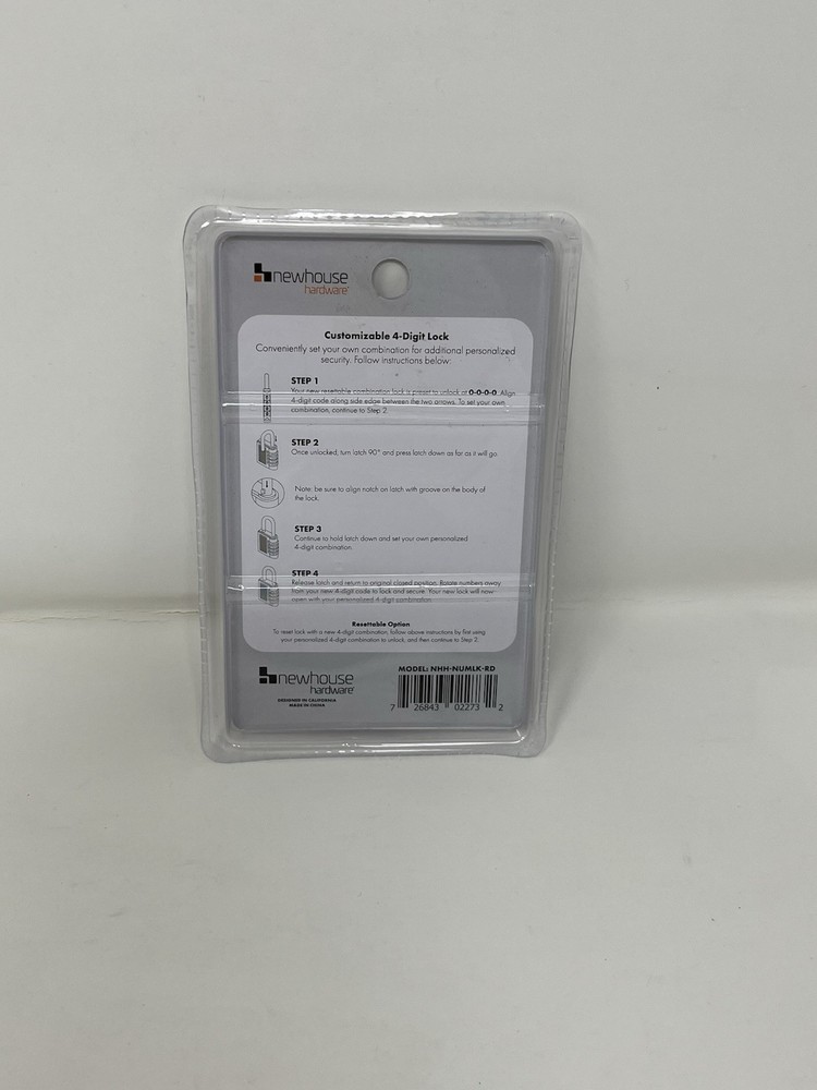 Newhouse Hardware Improved 4-Digit Combination Lock, Black