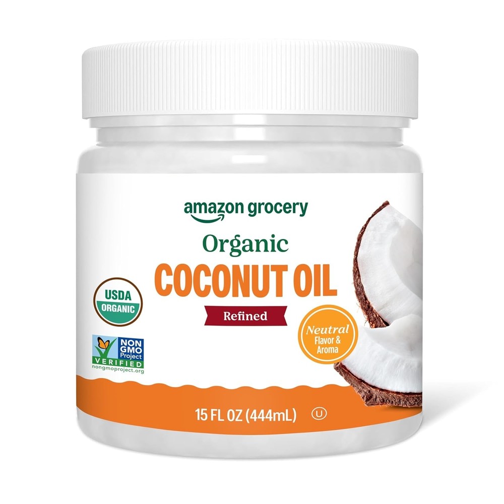 Amazon Grocery Organic Refined Coconut Oil, 15 Oz
