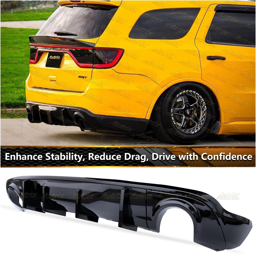 Rear Bumper Diffuser for Durango RT SRT 2011-2026 Shark Fin Gloss Black