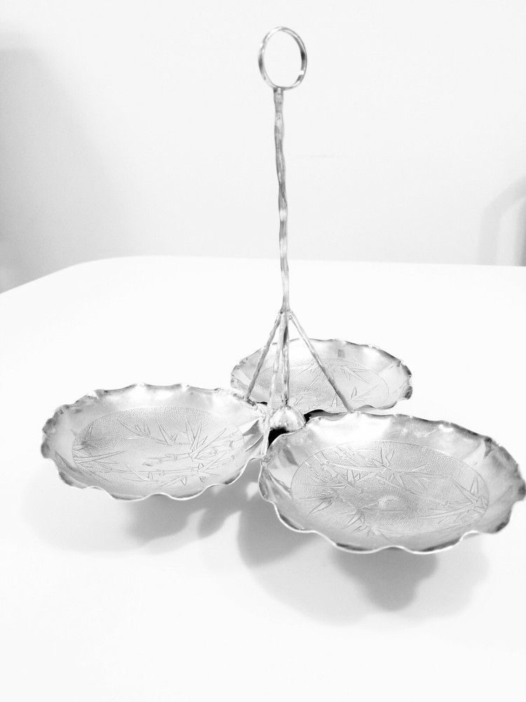 STERLING SILVER CHINESE 3 SECTION DISH