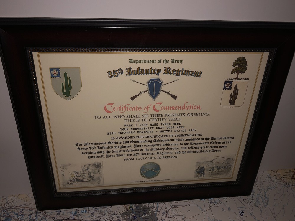 35TH INFANTRY REGIMENT / COMMEMORATIVE - CERTIFICATE OF COMMENDATION