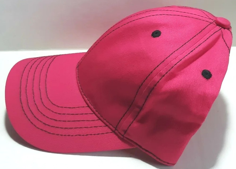 Bright Pink Ball Cap Hat Plain Strapback Adjustable Womens One Size Fits Most