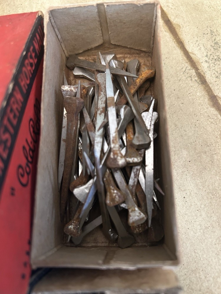 Over 250 Vintage Horseshoe Nails 4 Partial Boxes Sizes 6 & 7