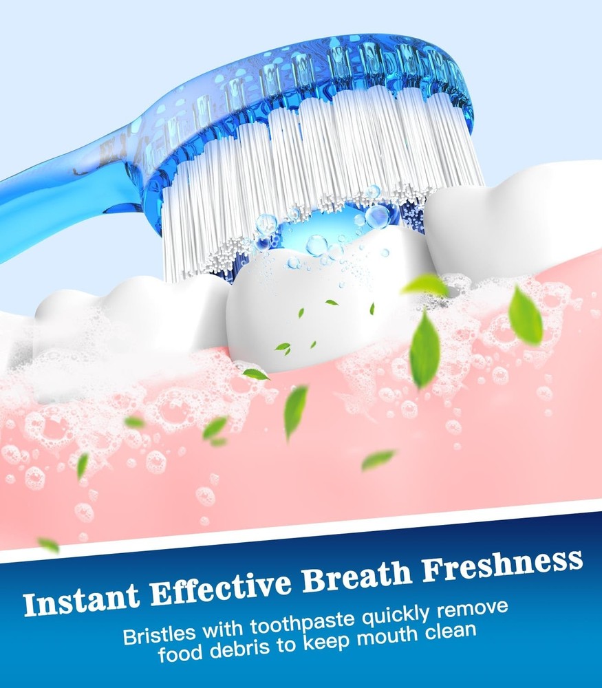 24 Pack 5-in-1 Disposable Toothbrushes with Toothpaste, Floss, and Scraper