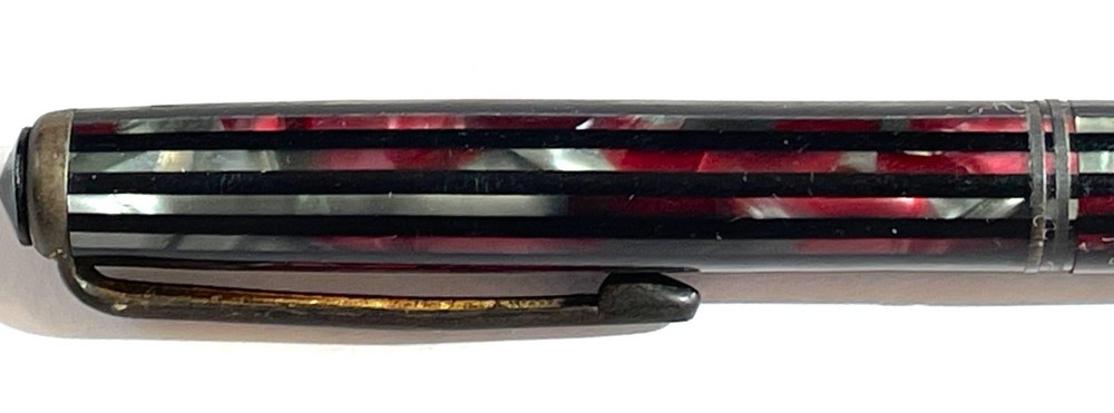 Vintage Parker Duofold Pencil, Deep Ruby Red Highlights