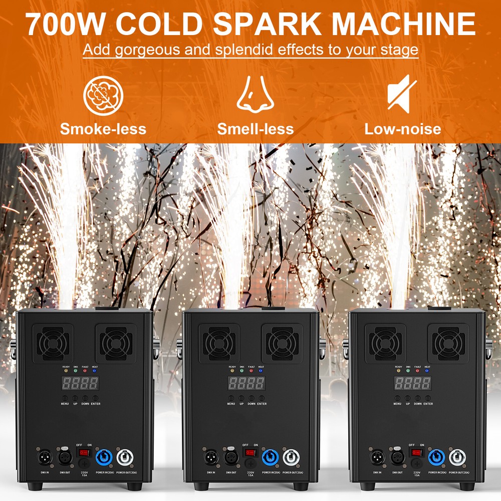 U`King 4PCS Cold Spark Machine 700W Stage Effect DMX Firework DJ Event Wedding