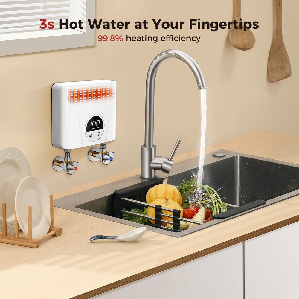 CAMPLUX Electric Tankless Water Heater 120V Point of Use for RV Kitchen Bathroom