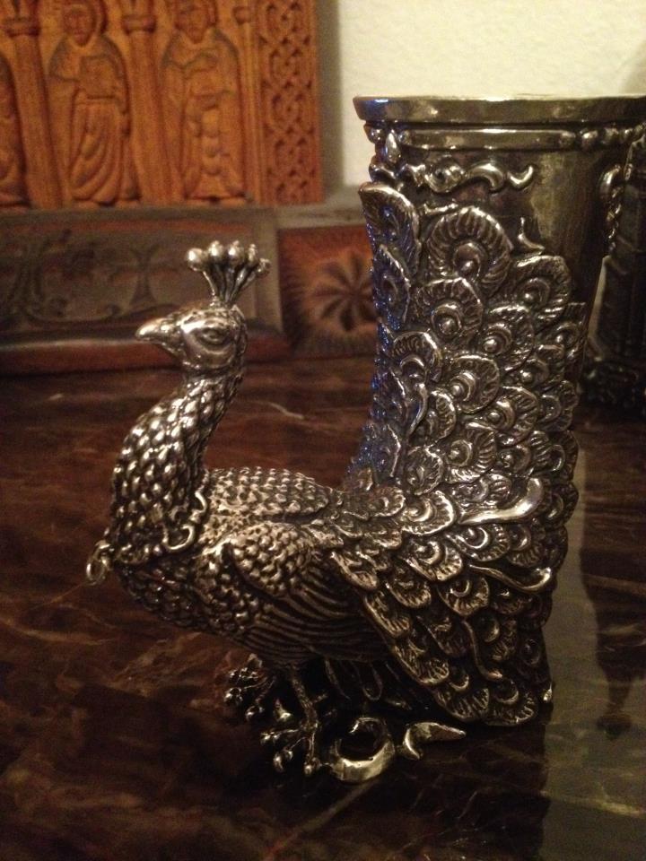 Sterling Silver Peacock Cup