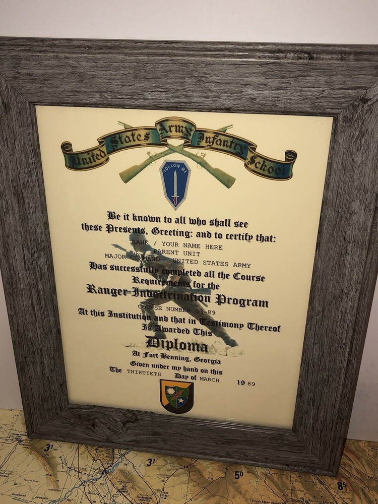 RANGER INDOCTRINATION PROGRAM DIPLOMA - U.S. ARMY / COMMEMORATIVE CERTIFICATE