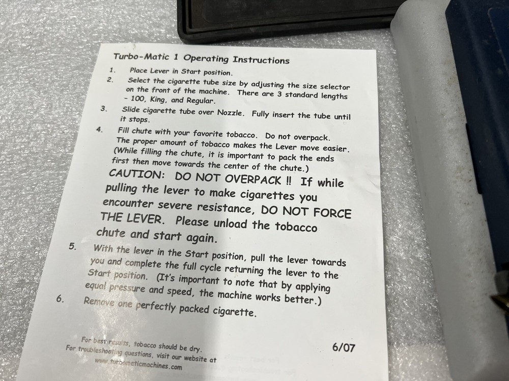 PREMIER Supermatic Cigarette Injector Machine Makes 100mm Regular & King Size