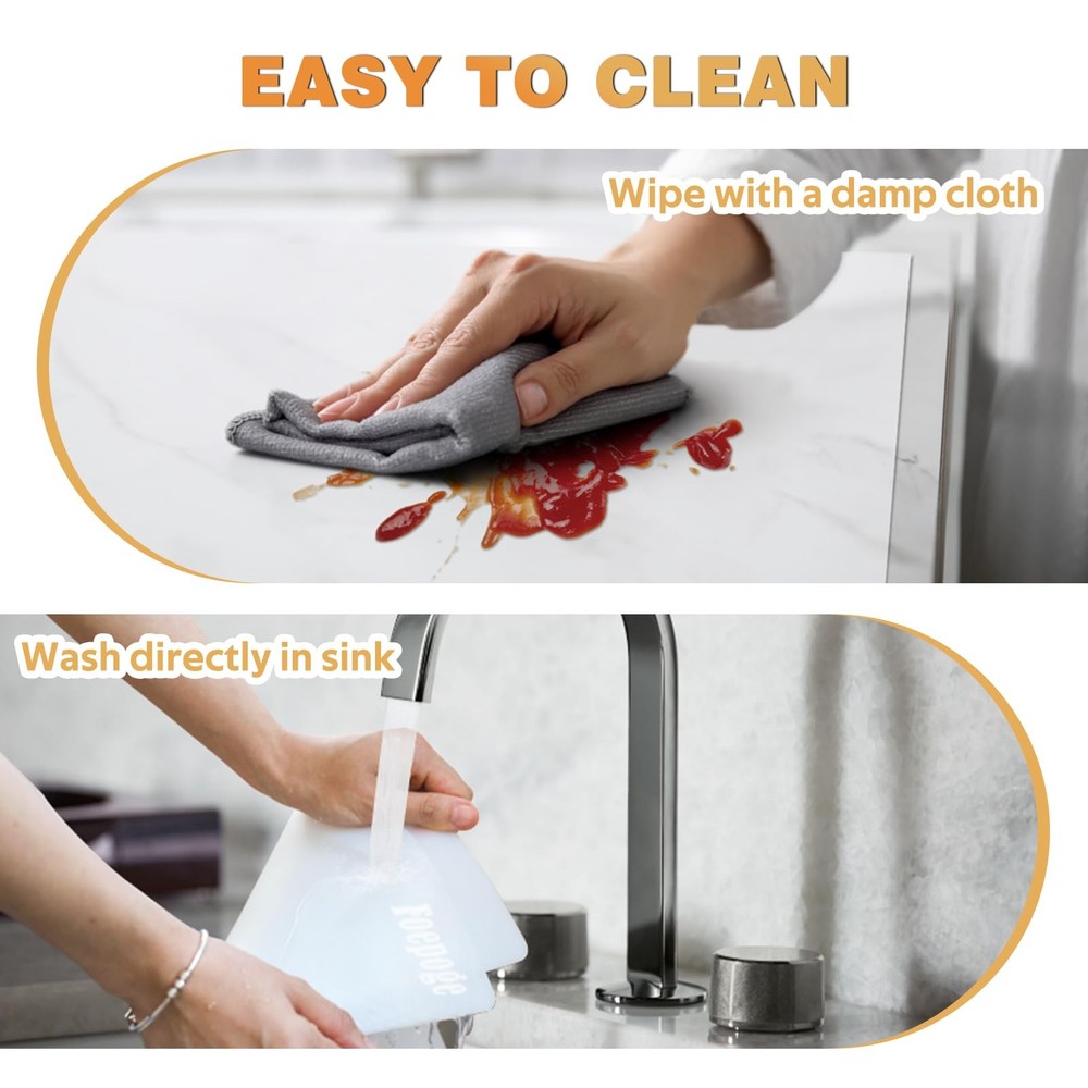 49.2" x 15.7" Large Silicone Mat for Kitchen Counter Protector, Cuttable Sili...