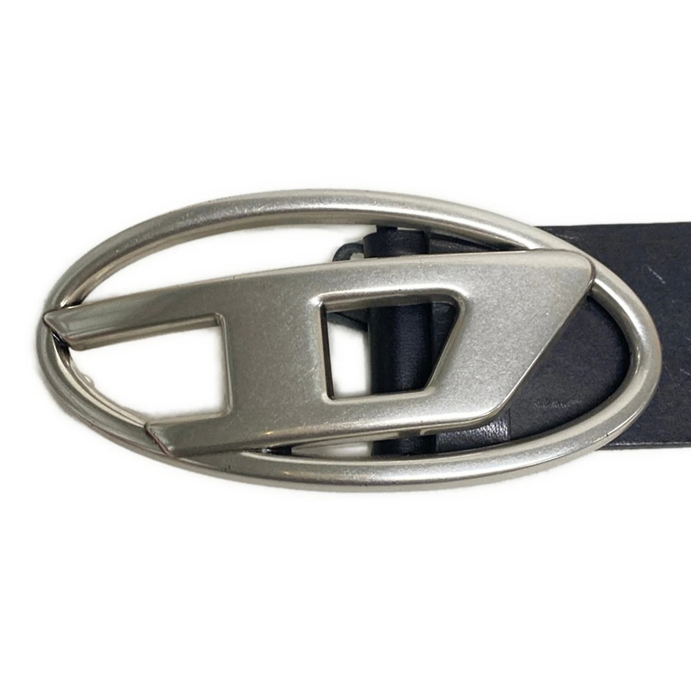 DIESEL Black Silver Leather Hardware Belt