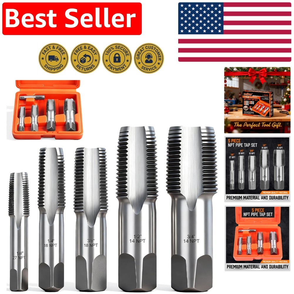 Lightweight 5-Piece Pipe Tap Kit with Storage Case: Efficiency for Professionals