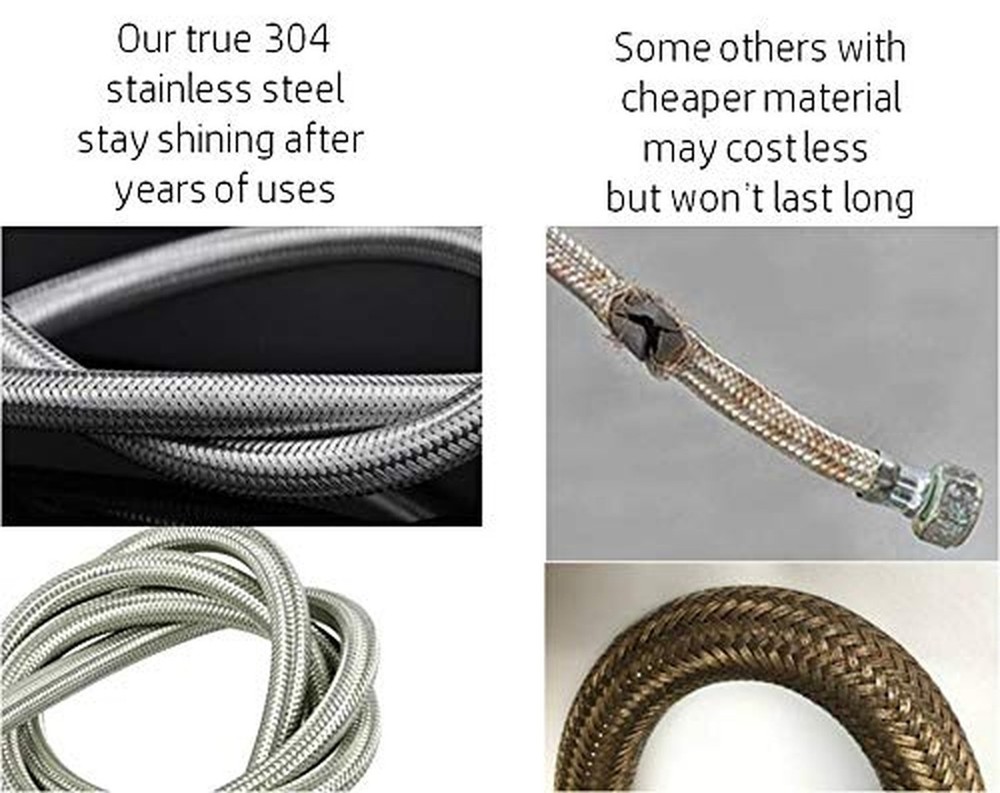 2-Pack Premium Stainless Steel Washing Machine Hoses - 6 FT No-Lead Burst Pro...