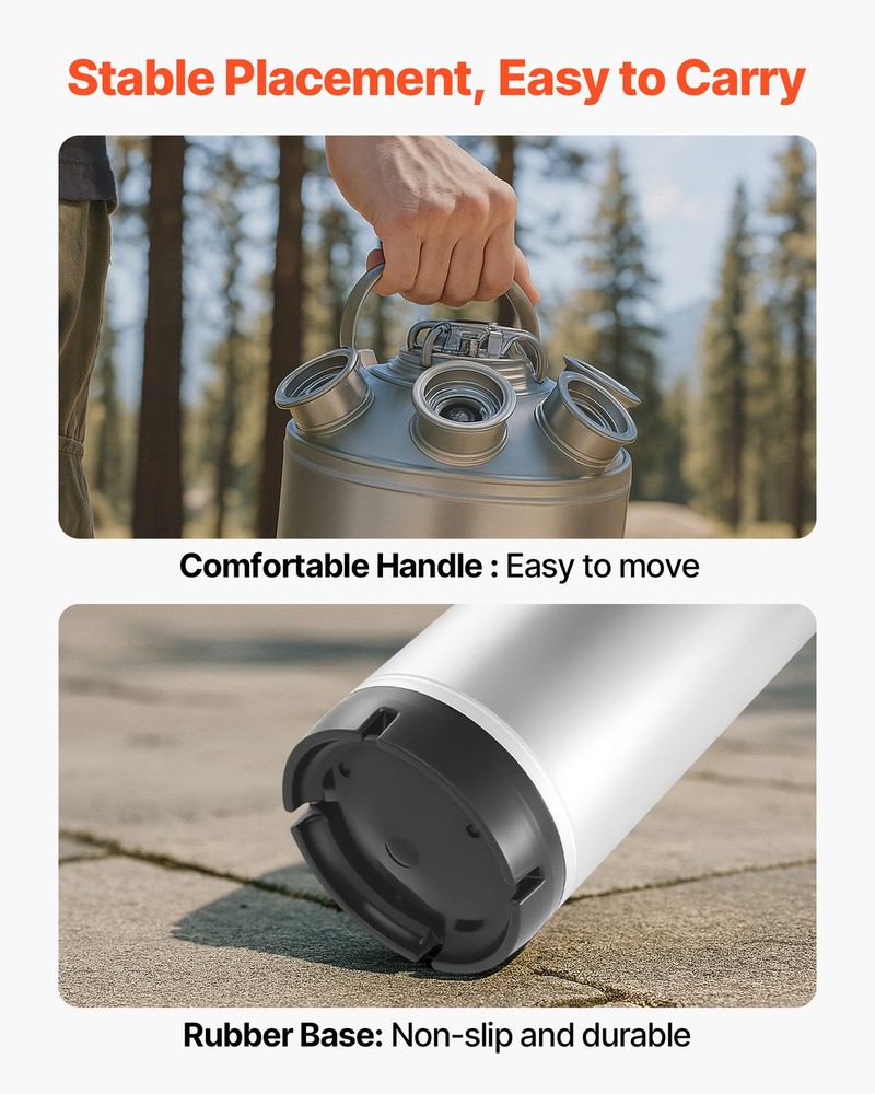 VEVOR Cleaning Keg 5 Gallon Beer Lines Cleaner with 4 D Couplers & Rubber Base