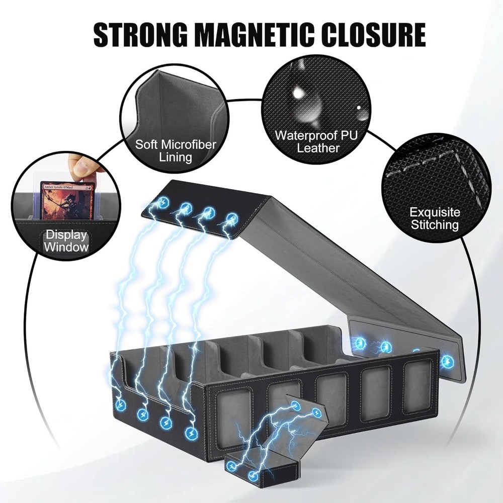 Trading Card Storage Box with Commander Display, 5-Row Deck Case with Removab...