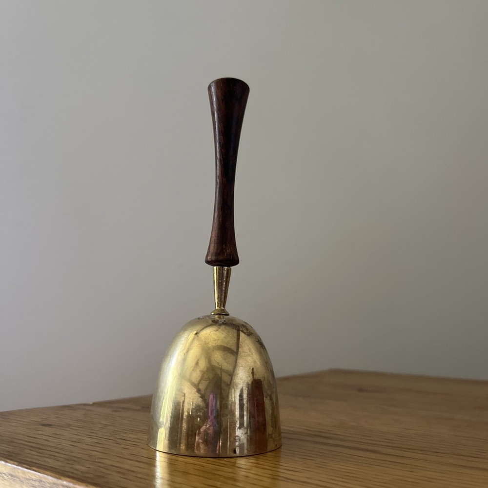 Vintage Brass Bell W/ Wood Handle