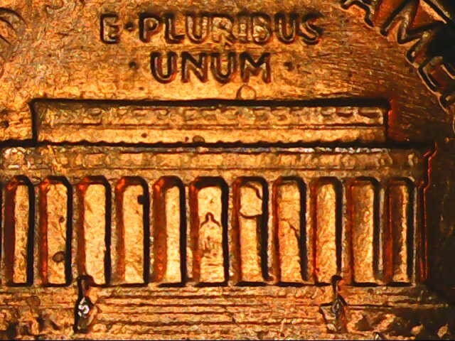 1985 P Lincoln cent - clashed dies rev. error