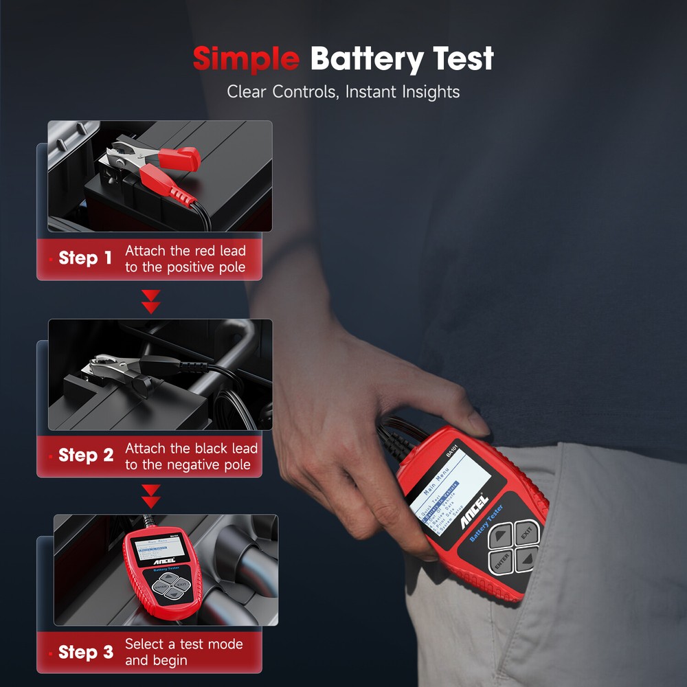 ANCEL BA101 12V 100-2000 CCA Car Load Battery Tester Digital Battery Analyzer US