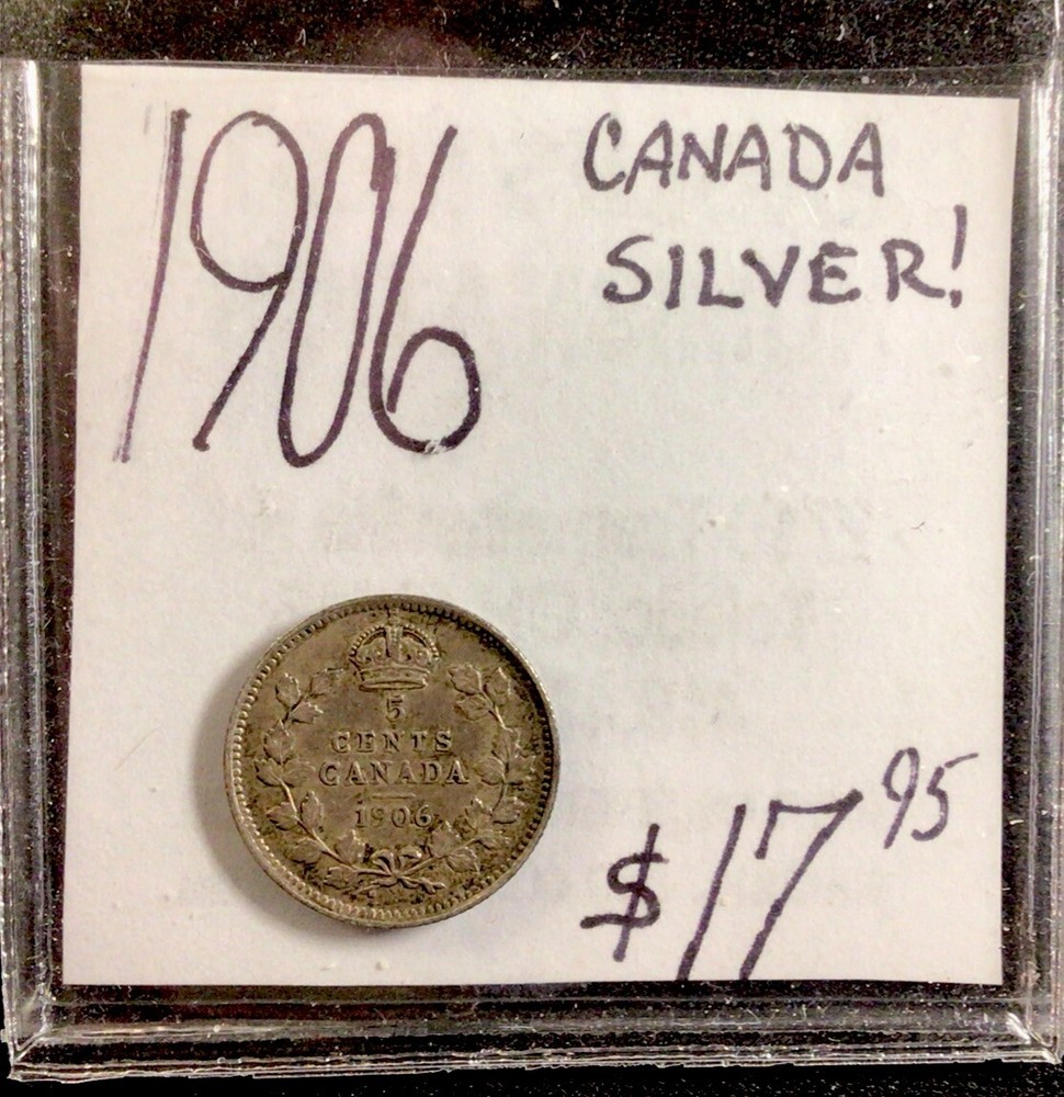 1906 Canada Silver 5 Cent Coin. ENN Coins
