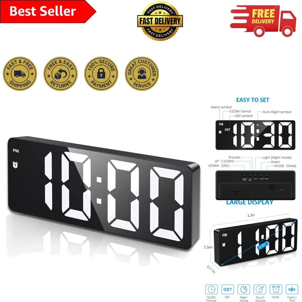 Sophisticated Digital Alarm Clock with Power Saving Mode & Illuminated Display
