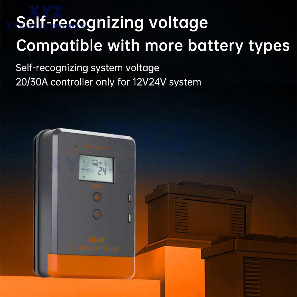 MPPT 30A 20A Solar Charger Controller 12V 24V Solar Panel Regulator LCD Dual USB