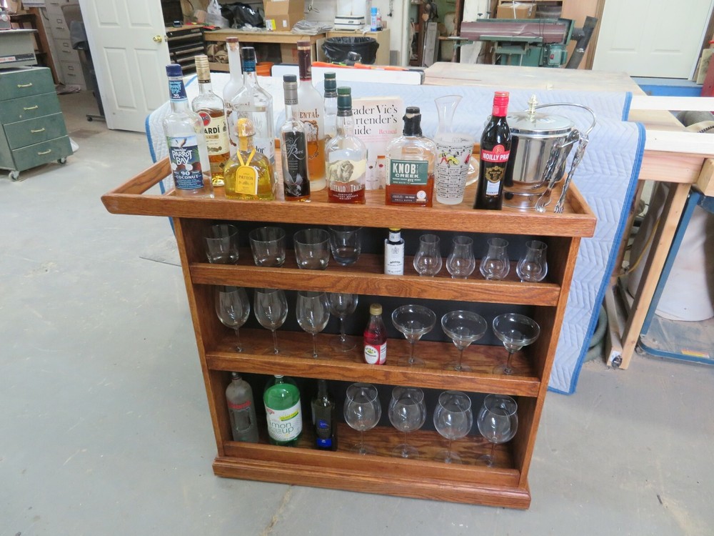 Handcrafted Oak Bar Cart