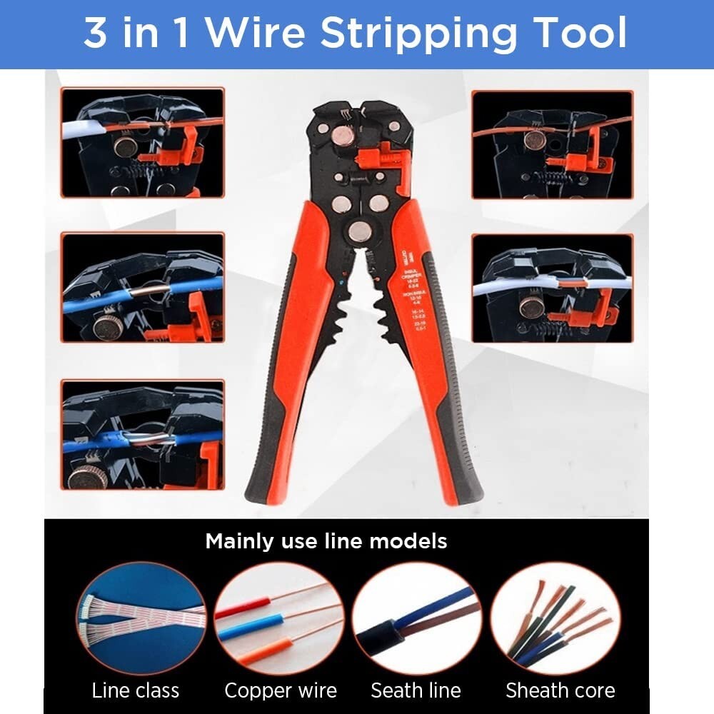 3 in 1 Automatic Self-Adjusting Insulation Wire Stripper Crimping Tool Cutter