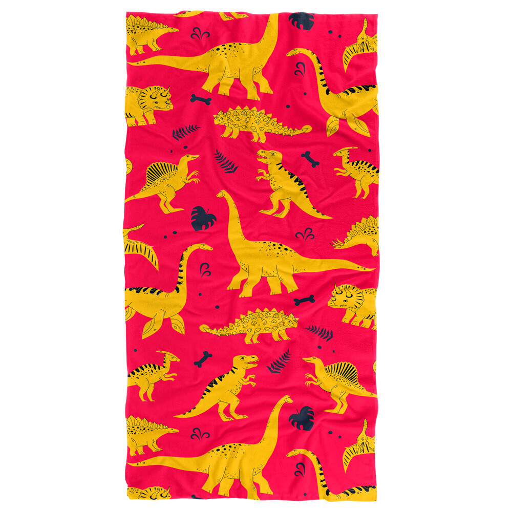 Hand Drawn Dino Pattern Beach Towel 30"x60"