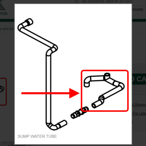 SUMP WATER TUBE #620060167