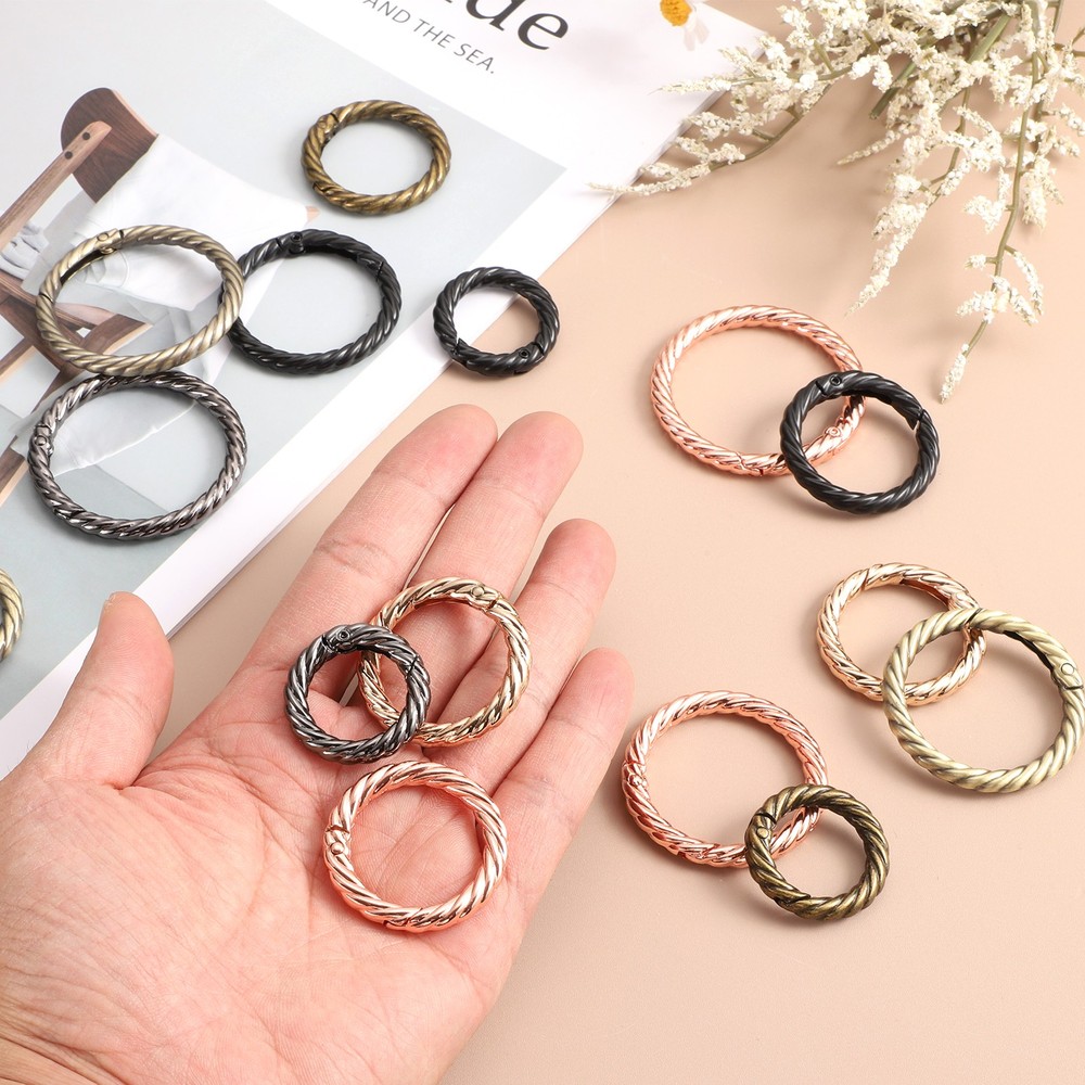 6Pcs Spring O Rings 3/4" Round Trigger Snap Hook Circle Silver Key Ring Clip