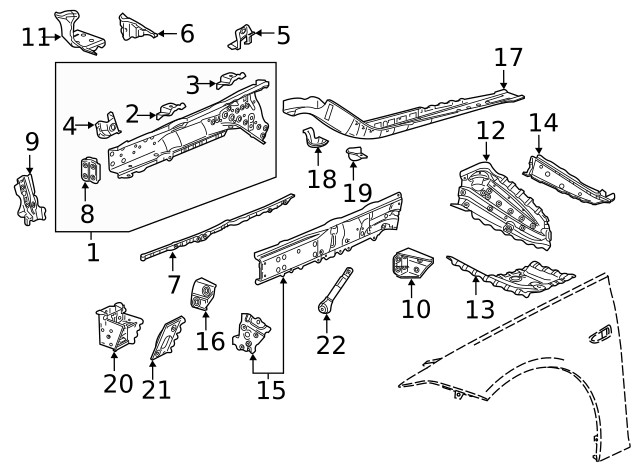 Genuine GM Driver Side Front Compartment Inner Side Rail 84731688