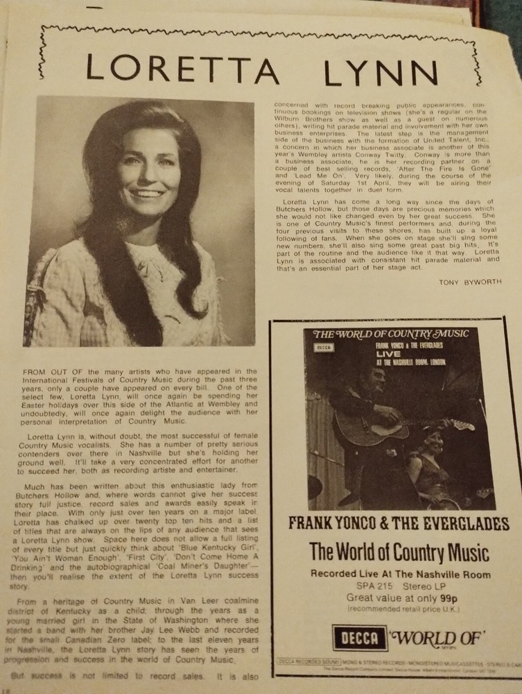 Sk94 Ephemera 1980s Article Loretta Lynn