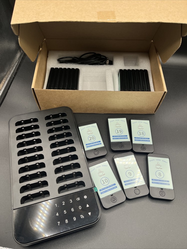 20-Pager Wireless Calling System Restaurant Coasters Paging Queuing Pagers New