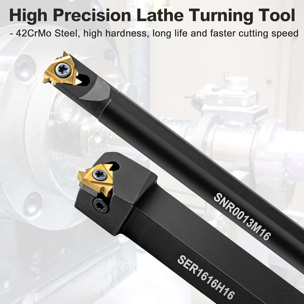 Precision Metal Lathe Tool Set: Threading Holders & 10 Indexable Carbide Inserts